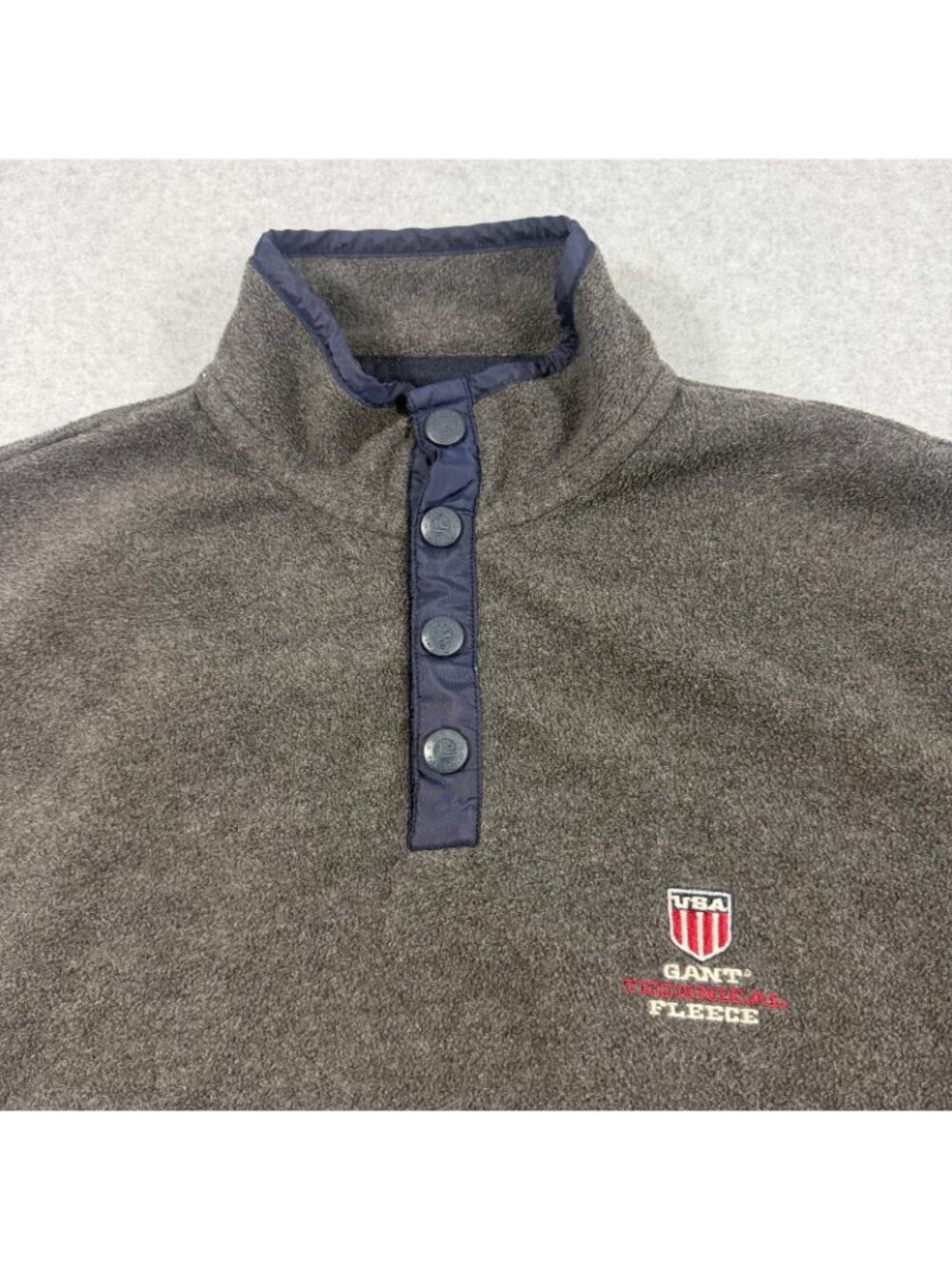 GANT Rugger USA Technical Fleece Pullover Snap Mock Neck Gray Men’s Large - Picture 2 of 7